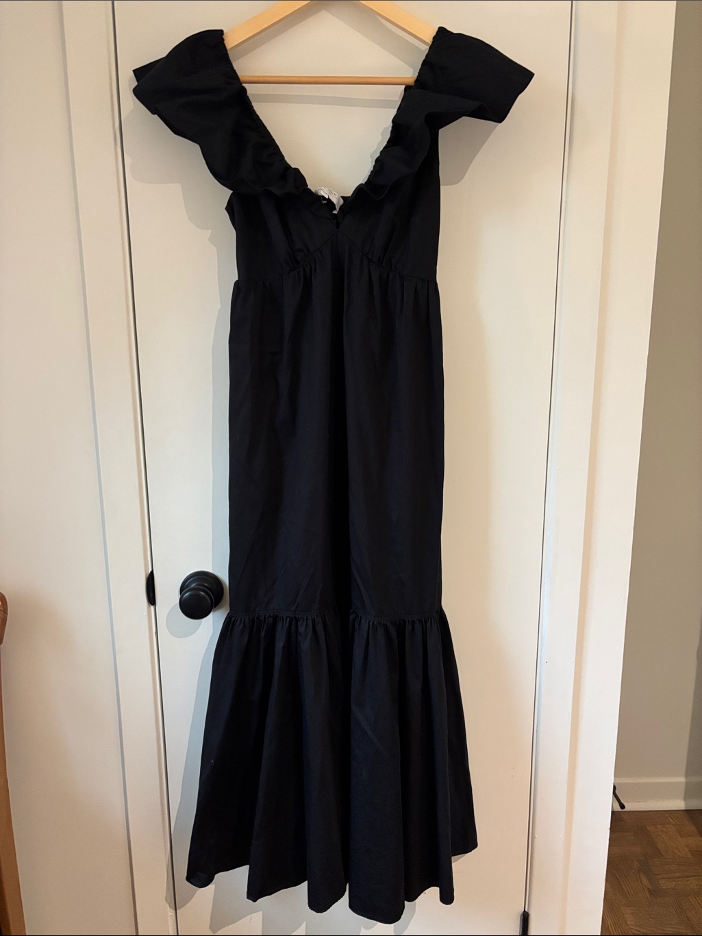 La Ligne Black Maxi Dress With Ruffle Details